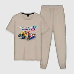 Пижама хлопковая мужская Mariokart 8 Deluxe гонка, цвет: миндальный