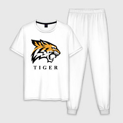 Пижама хлопковая мужская Тигр - Tiger, цвет: белый