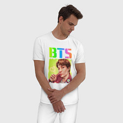 Пижама хлопковая мужская BTS БТС Z, цвет: белый — фото 2
