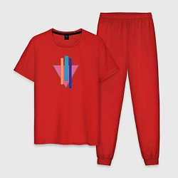 Пижама хлопковая мужская Геометрические фигуры, цвет: красный