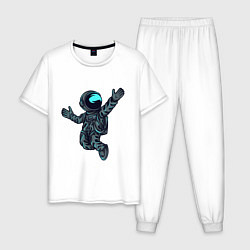 Пижама хлопковая мужская В космосе, цвет: белый