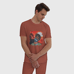 Пижама хлопковая мужская Listhrop Scarlxrd Z цвета кирпичный — фото 2