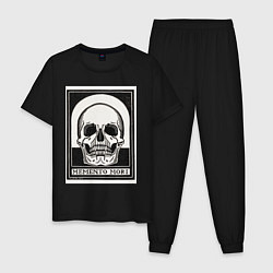 Пижама хлопковая мужская Memento mori помни о смерти, цвет: черный