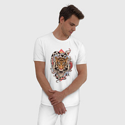 Пижама хлопковая мужская Тигр и Змея, цвет: белый — фото 2
