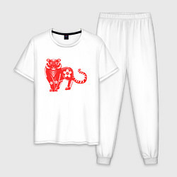 Пижама хлопковая мужская Red Tiger, цвет: белый