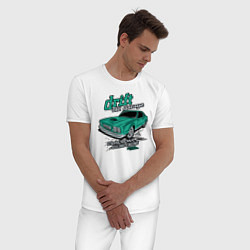 Пижама хлопковая мужская Авто с самодельным движком, цвет: белый — фото 2