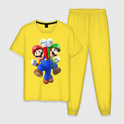 Пижама хлопковая мужская Mario Bros, цвет: желтый