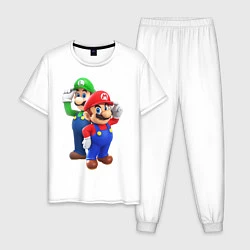 Пижама хлопковая мужская Mario Bros, цвет: белый
