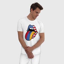 Пижама хлопковая мужская Армения - США, цвет: белый — фото 2