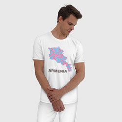 Пижама хлопковая мужская Люблю Армению, цвет: белый — фото 2