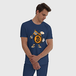 Пижама хлопковая мужская Биткоин BTC, цвет: тёмно-синий — фото 2