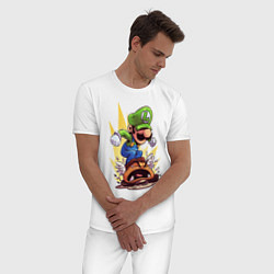 Пижама хлопковая мужская Angry Luigi, цвет: белый — фото 2
