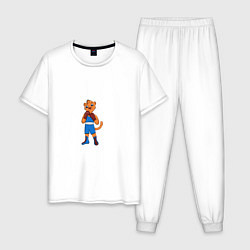 Пижама хлопковая мужская Львенок боксер, цвет: белый