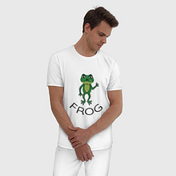 Пижама хлопковая мужская Frog green, цвет: белый — фото 2