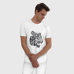 Пижама хлопковая мужская Тигриный Год, цвет: белый — фото 2