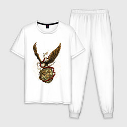 Пижама хлопковая мужская Гигантский орёл, цвет: белый