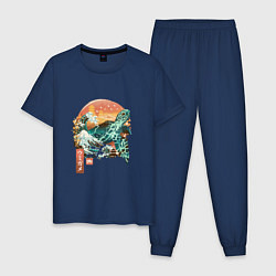 Пижама хлопковая мужская Черепаха Япония, цвет: тёмно-синий