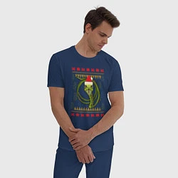 Пижама хлопковая мужская Рождественский свитер Скептическая змея, цвет: тёмно-синий — фото 2