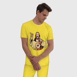 Пижама хлопковая мужская Dogma - smile Jesus like, цвет: желтый — фото 2