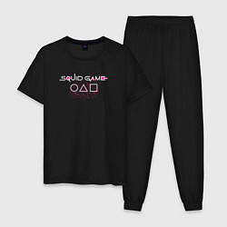 Пижама хлопковая мужская Игра в кальмара Logo, цвет: черный