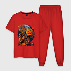 Пижама хлопковая мужская Halloween Scarecrow, цвет: красный
