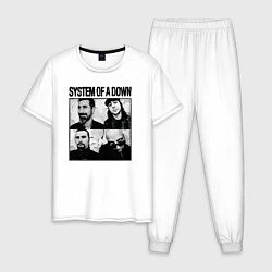 Пижама хлопковая мужская Участники группы System of a Down, цвет: белый