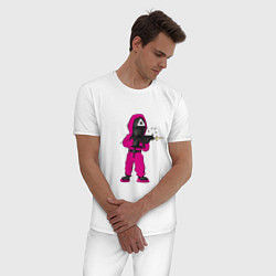 Пижама хлопковая мужская ИГРА В КАЛЬМАРА SQUID GAME, цвет: белый — фото 2