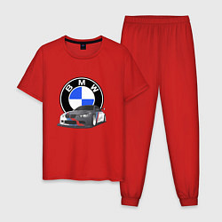 Пижама хлопковая мужская БМВ Е92 BMW E92, цвет: красный