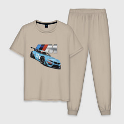 Пижама хлопковая мужская BMW M Performance Motorsport, цвет: миндальный