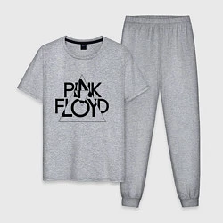 Пижама хлопковая мужская PINK FLOYD LOGO ПИНК ФЛОЙД, цвет: меланж