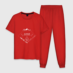 Пижама хлопковая мужская Алтай Характер, цвет: красный