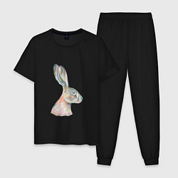 Пижама хлопковая мужская А 022 Заяц, цвет: черный