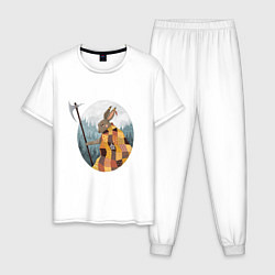Пижама хлопковая мужская Страж леса, цвет: белый