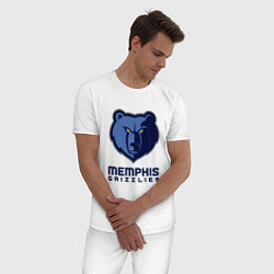Пижама хлопковая мужская Мемфис Гриззлис, Memphis Grizzlies, цвет: белый — фото 2