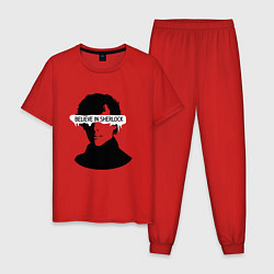 Пижама хлопковая мужская Шерлок 2023, цвет: красный