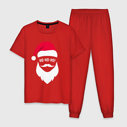 Пижама хлопковая мужская Санта ХО-ХО-ХО арт, цвет: красный