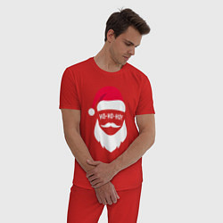Пижама хлопковая мужская Санта ХО-ХО-ХО арт, цвет: красный — фото 2
