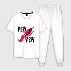 Пижама хлопковая мужская Pew Pew Squid, цвет: белый