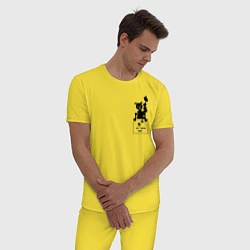 Пижама хлопковая мужская Ну типа мяу карманный кот, цвет: желтый — фото 2