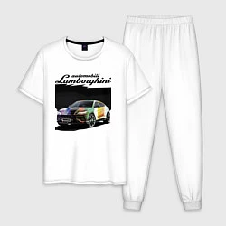 Пижама хлопковая мужская Lamborghini Urus - это очень круто!, цвет: белый