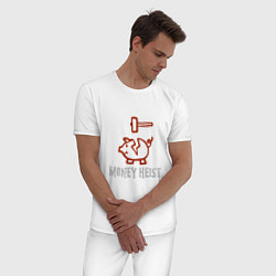 Пижама хлопковая мужская Копилка - Money Heist, цвет: белый — фото 2