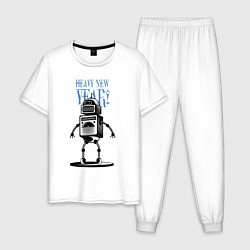 Пижама хлопковая мужская Heavy New Robot Year!, цвет: белый