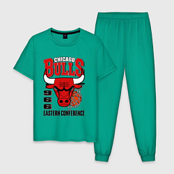 Пижама хлопковая мужская Chicago Bulls NBA, цвет: зеленый