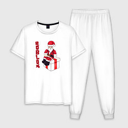 Пижама хлопковая мужская Robloх подарок, цвет: белый
