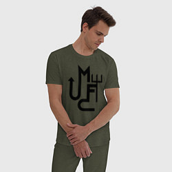 Пижама хлопковая мужская Манчестер Юнайтед минимализм, цвет: меланж-хаки — фото 2