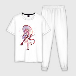Пижама хлопковая мужская Красавица Яэ Мико, цвет: белый