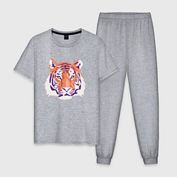Пижама хлопковая мужская Тигра оранжевый, цвет: меланж