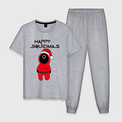 Пижама хлопковая мужская HAPPY SQUIDMAS, цвет: меланж