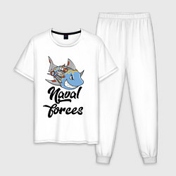 Пижама хлопковая мужская Военно-морские силы, цвет: белый