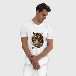 Пижама хлопковая мужская Тигр 2022 символ, цвет: белый — фото 2